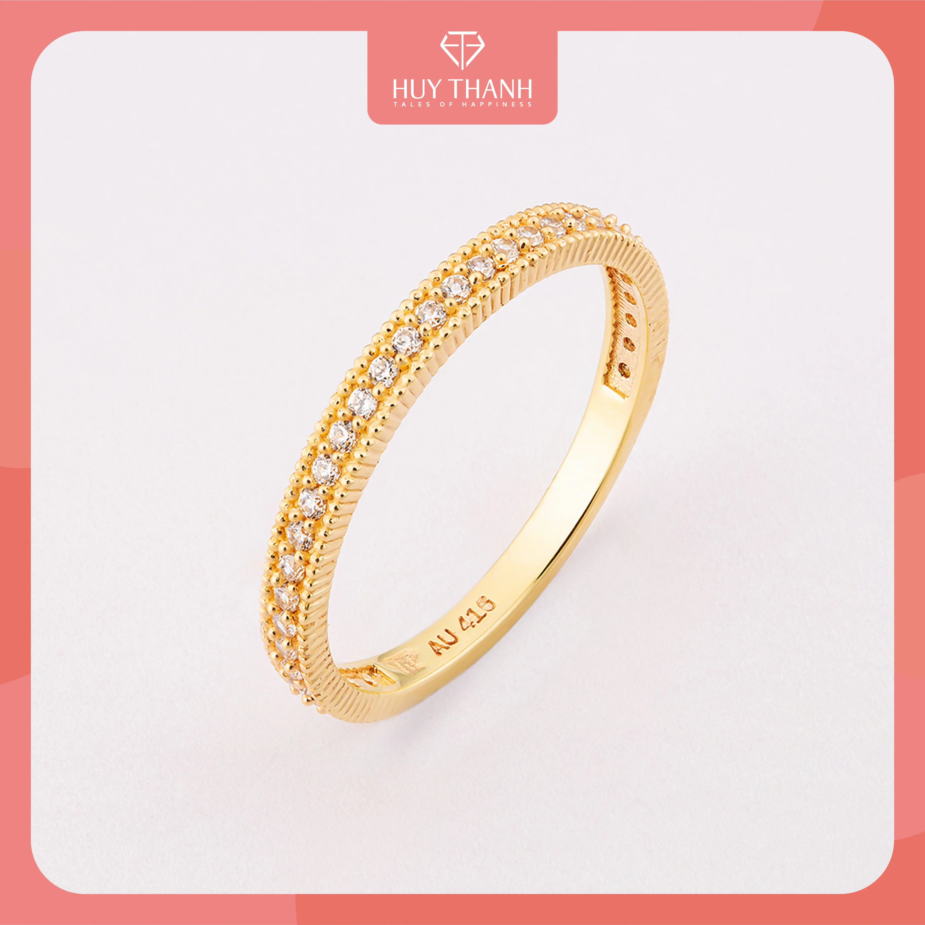 HuyThanhJewelry NLF278 Nhẫn nữ vàng tây 10k Thiết kế tối giản tinh tế