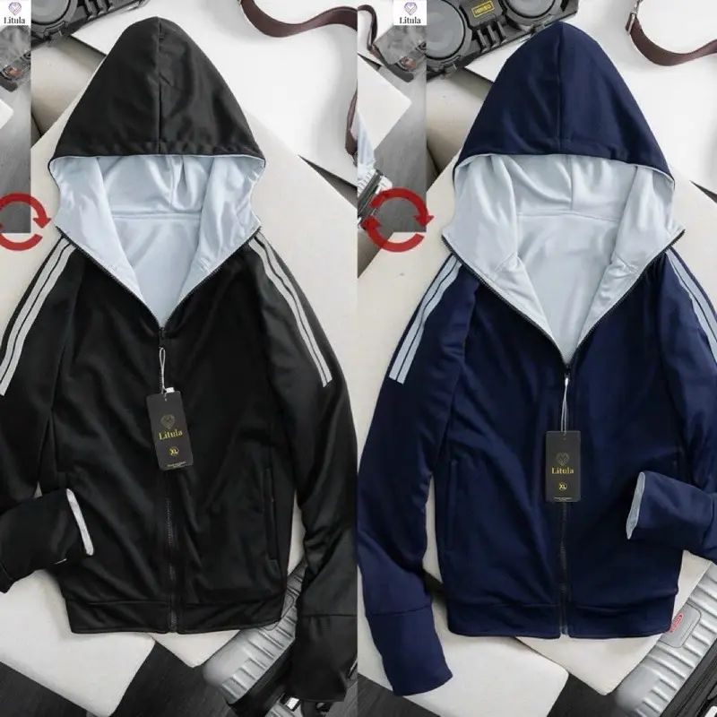 Áo chống nắng Nam, kẻ sọc , Áo 2 lớp 2 mặt