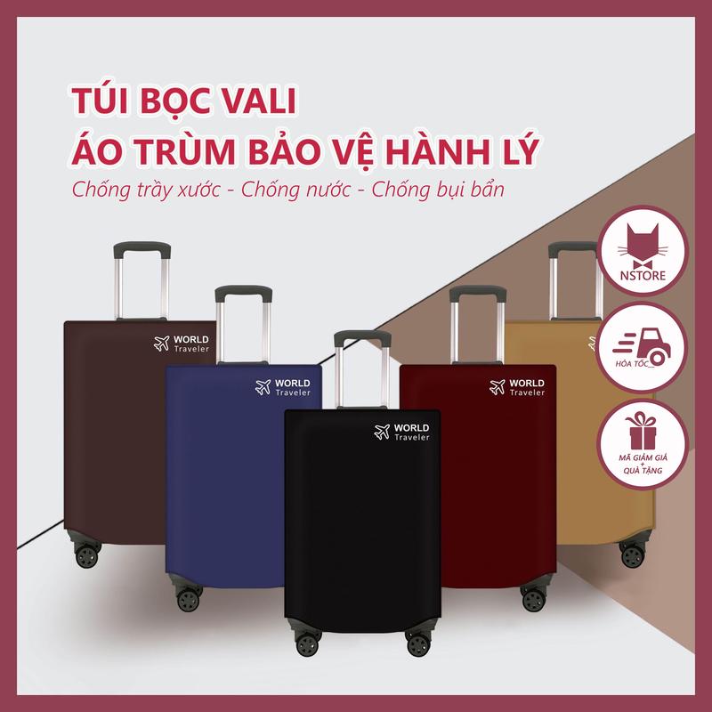 Túi Bọc Vali Áo Trùm Hành Lý Du Lịch Bằng Vải Không Dệt Chống Xước, Phụ Kiện Hành Lý