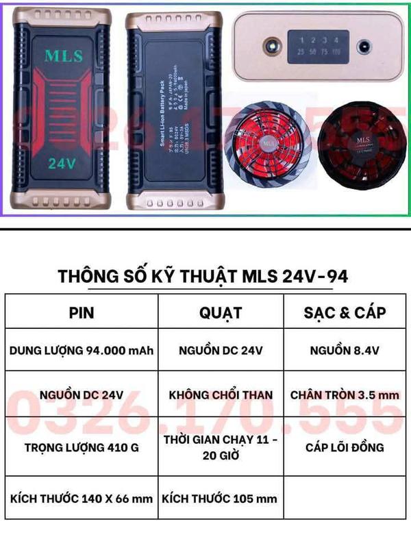 Bộ pin áo điều hòa 24V PIN DUNG LƯỢNG 100.000 MAH và phụ kiện chính hãng - Thương hiệu uy tín 4