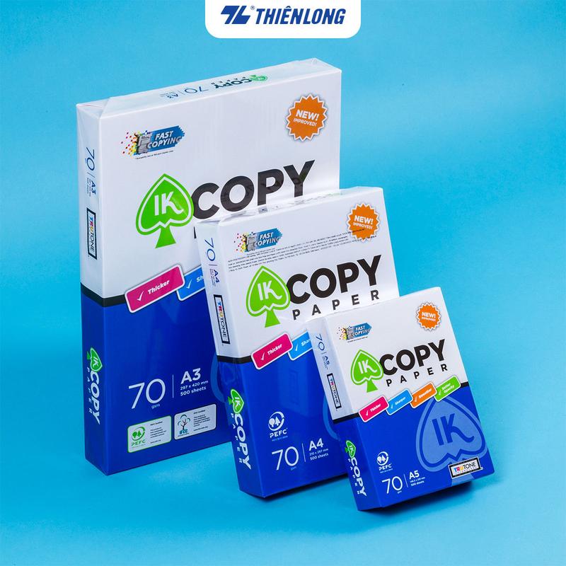 Giấy in 70 gsm 500 tờ A3 A4 A5 - Giấy photo IK Copy cao cấp đều màu không gợn sóng độ dày cao chữ in không nhòe