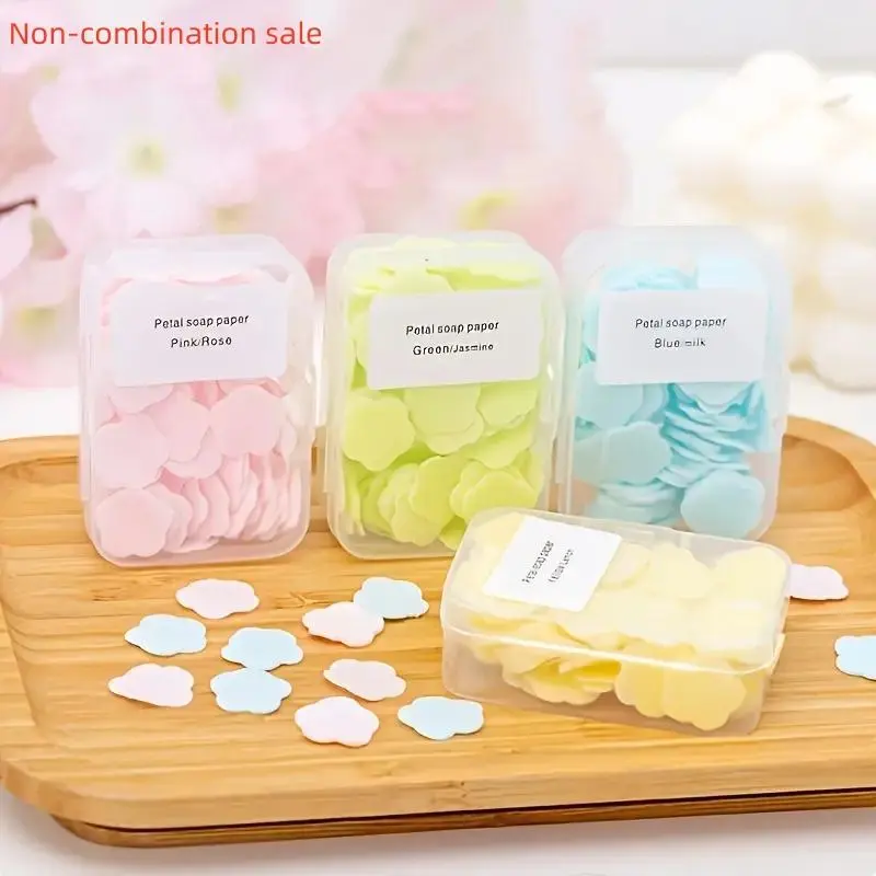 Bathroom Accessories Disposable Paper Soap Tablet, 100pcs/box Portable Hand Washing Soap Tablet, Travel Essentials Outdoor Camping Travel Cleaning Accessories