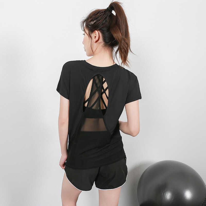 Product Introduction of Yoga Sexy Backless Quick drying T  Fiess Sports Top Women's Loose Running Short Sleeves 15