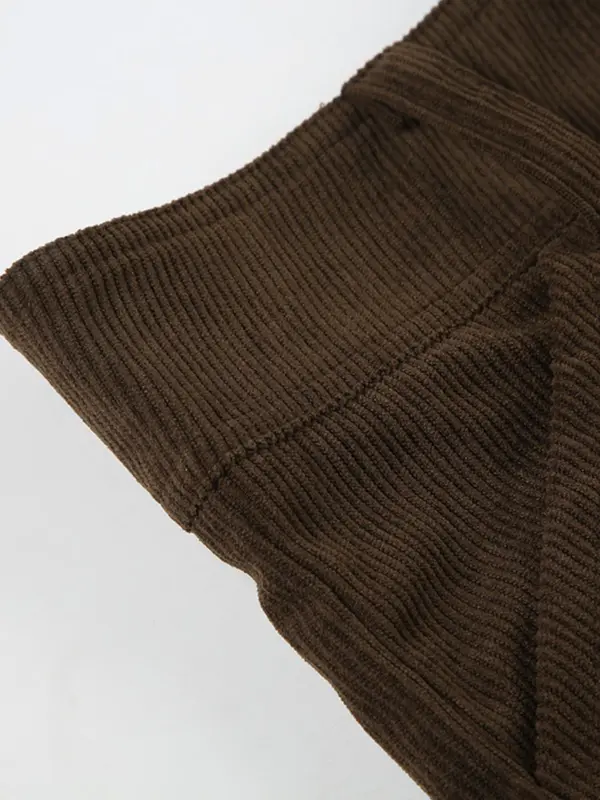Women's Plain Corduroy Shorts, Casual Drop Waist Pocket Button Shorts for Daily Wear, Ladies Bottoms for Fall & Winter 3