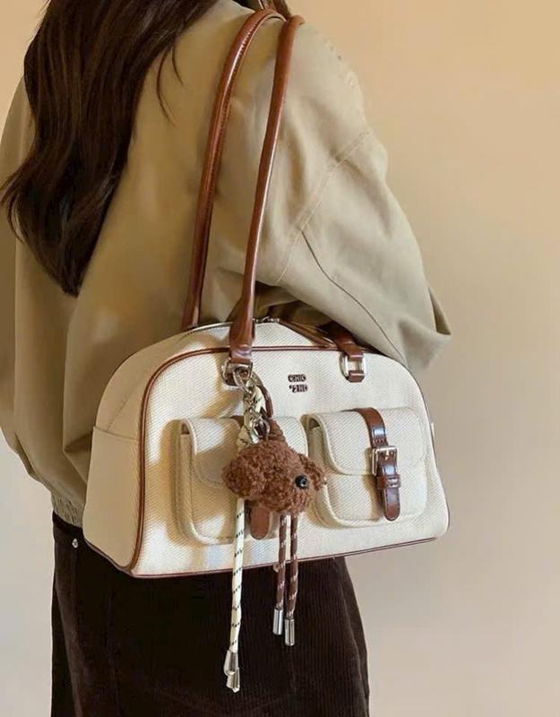 Túi Xách Nữ Chio Tặng Kèm Cham T322 - Da Phối Vải, Kích Thước 29cm