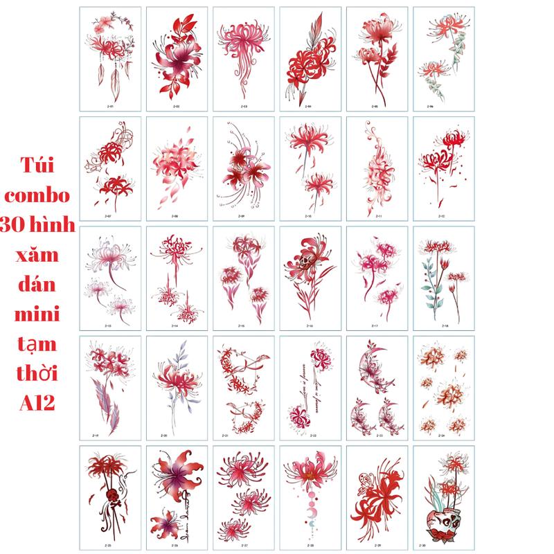 Túi combo 30 tấm hình xăm dán mini tạm thời A12
