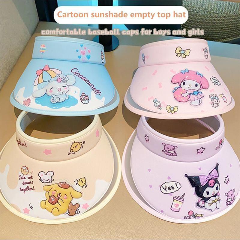 Mũ Trẻ Em, Sanrio, Thiết Kế Kuromi, Phong Cách Hoạt Hình, Mũ Che Nắng, Thích Hợp Cho Mùa Hè, Cho Bé Gái, Chống Nắng Và Chống Tia Cực Tím, Kiểu Đầu Rỗng, Mũ Chống Nắng 3