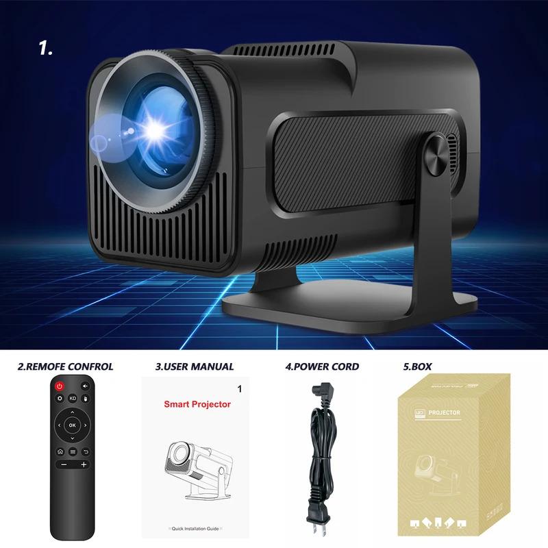 Máy Chiếu 4K Android 11, FGHGF, WiFi6 Kép, HY320, 300ANSI, BT5.0, 1920 * 1080P, Cải Tiến, Có Thể Xoay 180 °, Máy Chiếu Cầm Tay Ngoài Trời, Thích Hợp Cho Các Phòng chiếu phim 5