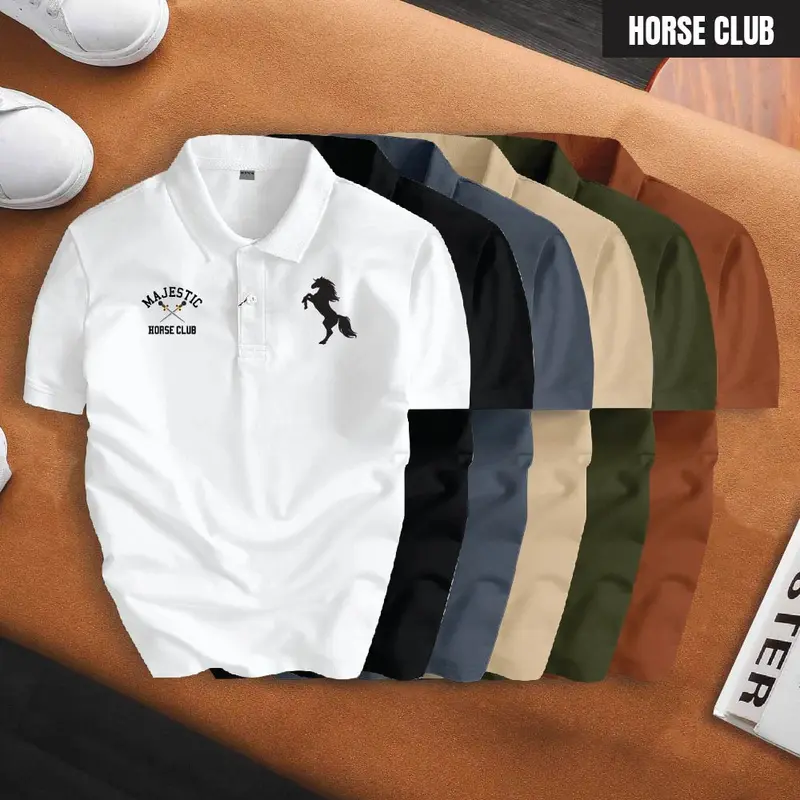 Áo Polo basic HORSE CLUB nam nữ cổ bẻ vải xịn Unisex, thanh lịch Menswear Shirt Có Cổ Thun Ngắn Tay Cộc Tay 0