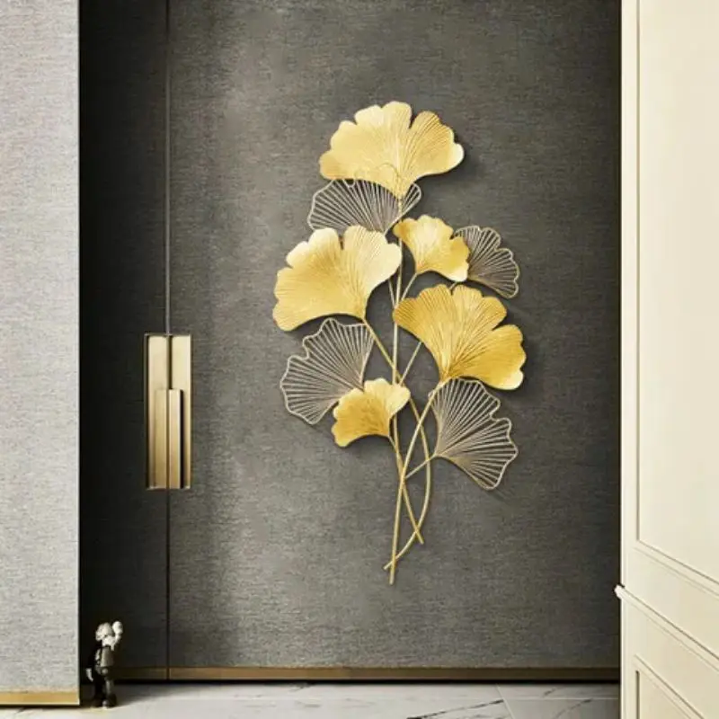 Walldecor Berkah Hiasan Dinding Minimalis Dekorasi Rumah Bahan Besi Gold Daun Emas Leaf Ginko