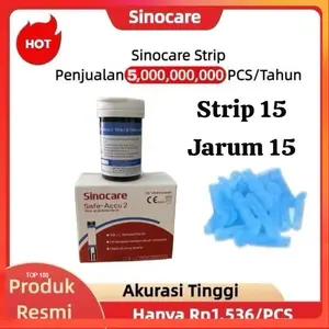Sinocare Safe Accu 2 Strip Uji Gula Darah (15 Strip) only strip GRATIS JARUM