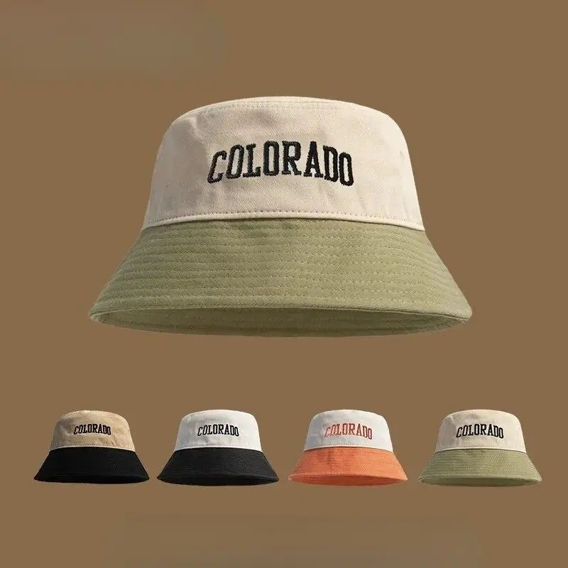 Mũ Bucket Thêu, Colorado 2 Tông Màu, Vải Bông Hàn Quốc, Dày, Unisex, Mũ Bucket