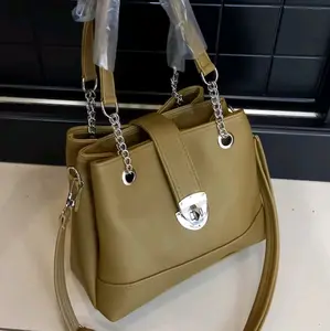 Tas HandBag Qiana Wanita 3Ruang UK 22x18cm  acc Hitam Kulit Selempang Bahu