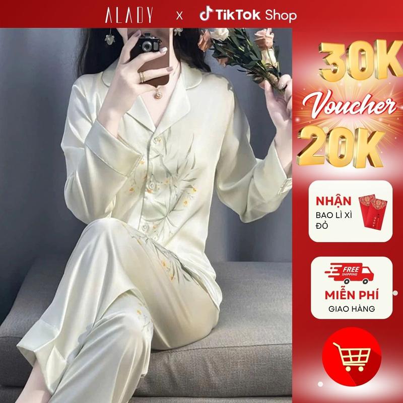 ALADY TD001 - Đồ bộ Nữ Pijama Áo tay dài lụa Latin mềm mại, sang trọng Lolita Quần Ngủ