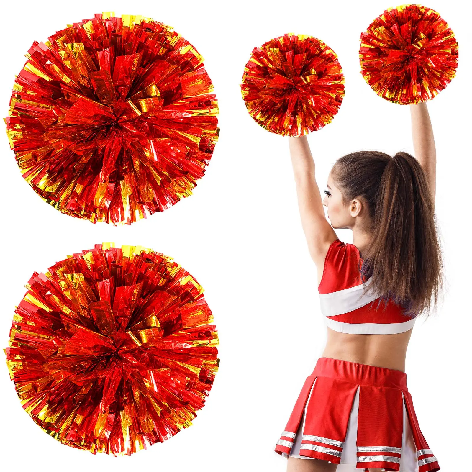 Metallic Cheerleading Pom Poms, 2 Counts/set Cheerleading Cheering Ring, Cheerleading Practice Ball for Games Sport Competition