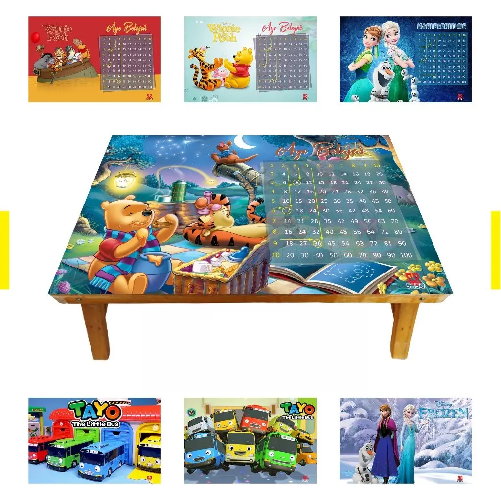 Meja Belajar Anak Pooh Tayo Frozen Karakter Lipat furniture