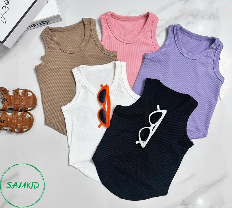 8-40kg Áo Sát Nách Ôm Body Bé Gái Lượn Tôm Vải Thun Tăm Cực Đẹp SAMKIDS Áo Bé Gái Mùa Hè có size đại