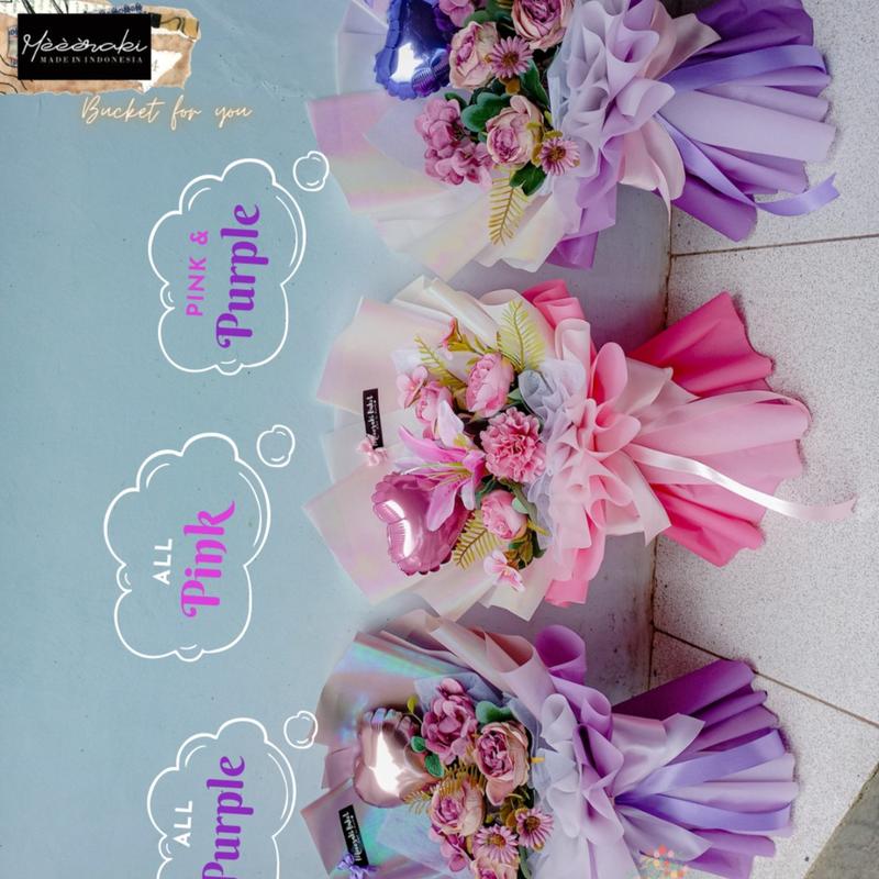 Buket Bunga Premium Bunga Artificial hologram || Bunga Palsu || Buket Hologram Berwarna Kertas Hologram 5