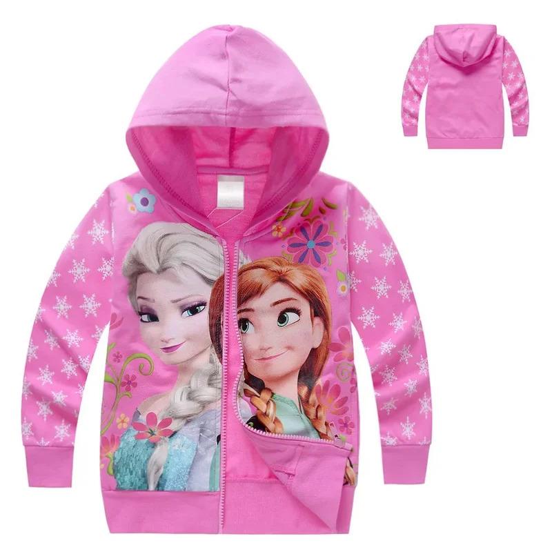 Spring Autumn Kids Girls Cartoon Frozen Elsa Anna Jacket Coats Clothes Children Cotton Hooded Coat Tops Little Girls Clothing 0