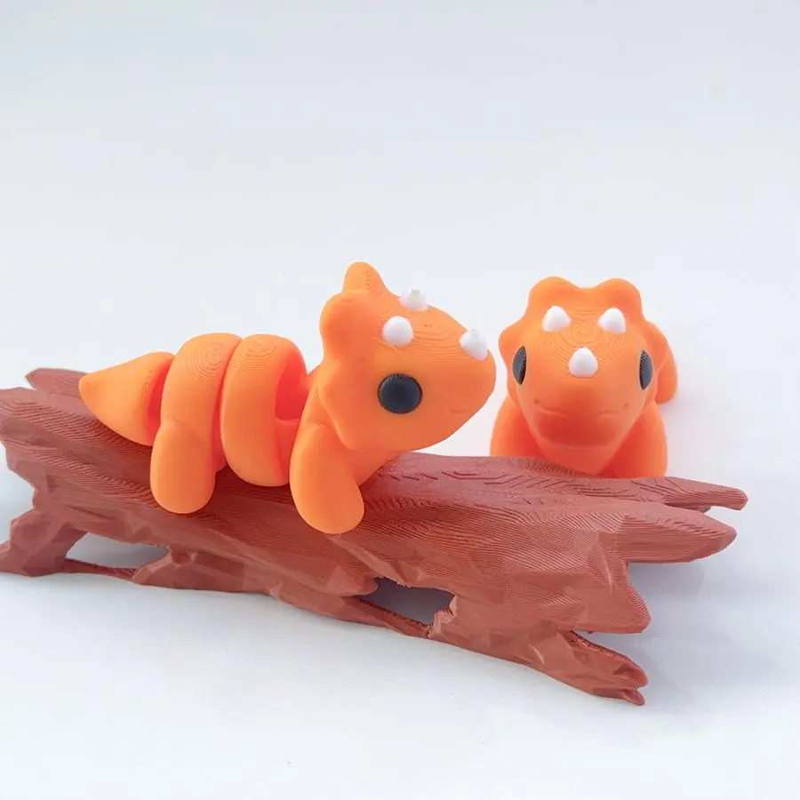 3D Printed Cute Cartoon Triceratops Figurine, 1 Count Creative Desktop Decoration Statue, Movable Joints Animal Ornament for Home Office