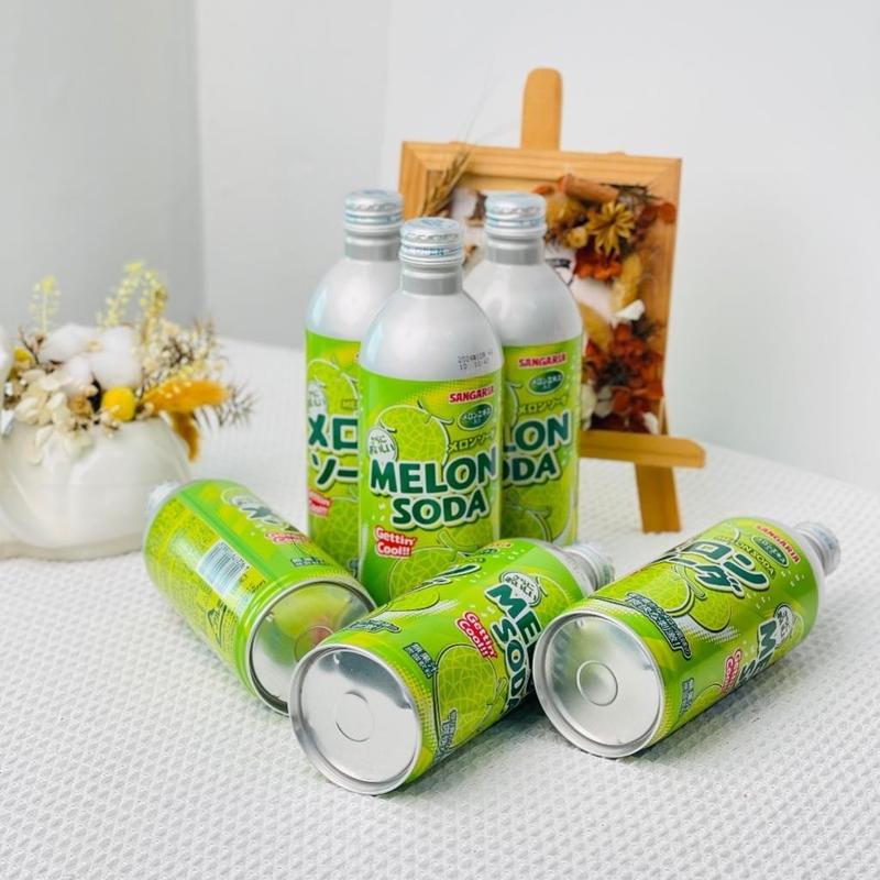 Nước giải khát Soda Sangaria vị nho vị dưa lưới vị tự nhiên chai nhôm 500ml hàng nội địa nhật bản 3