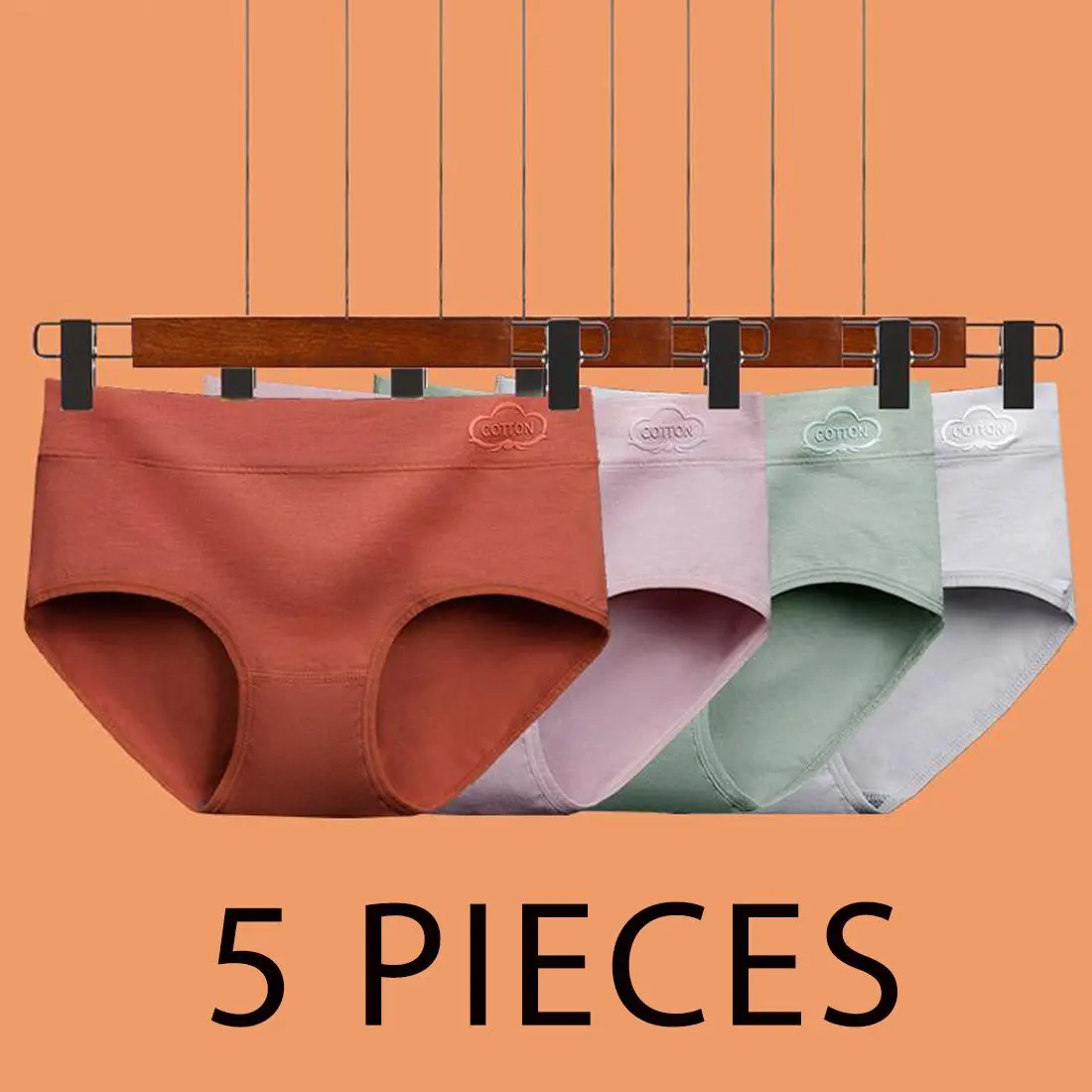 5PCS Graphene Underwear Women's Pure Cotton Comfortable Breathable Mid-Waist Seamless Large Size Briefs #u0228 Panty Womenswear