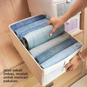 Kotak Penyimpanan Jeans, Gaya Laci, Beg Tong Penyimpanan Linen Kapas Almari Pakaian, Kotak Penyimpanan Buku, Boleh Dilipat, Penyimpanan Seluar Dalam, Reka Bentuk Bagus sofa storage box Kedap Udara Supplies