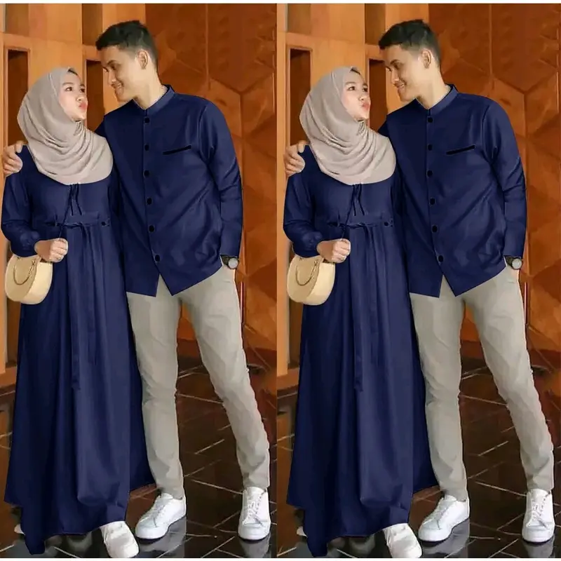 Baju Pasangan Emon Couple Muslim Gamis Koko Sansans Lebaran 2