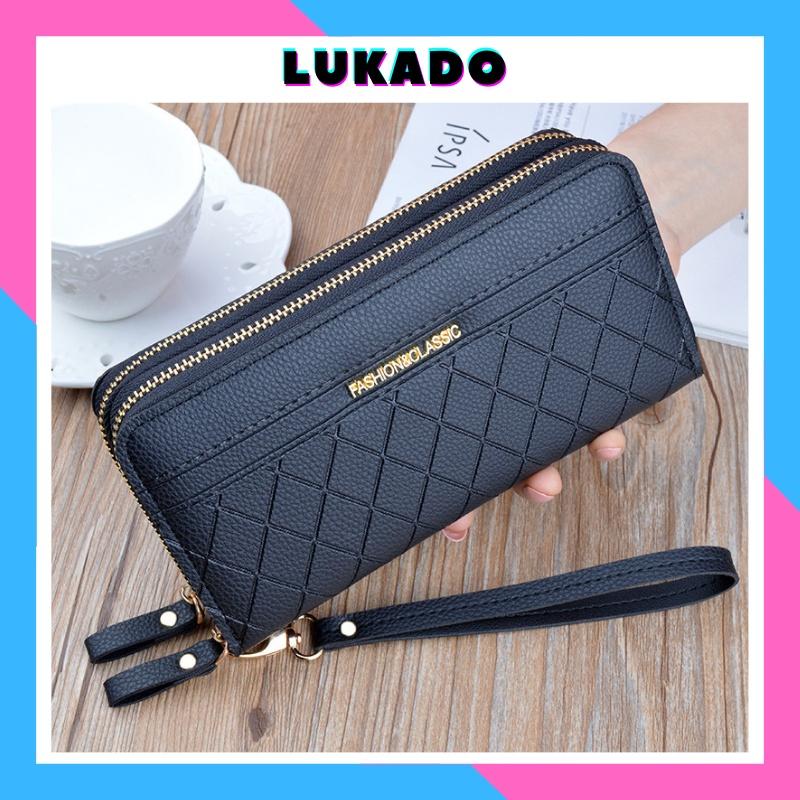 Ví nữ dài cầm tay 2 ngăn kéo nhiều ngăn đẹp đựng tiền thời trang Hàn Quốc sang trọng cao cấp giá rẻ LUKADO VDCT19