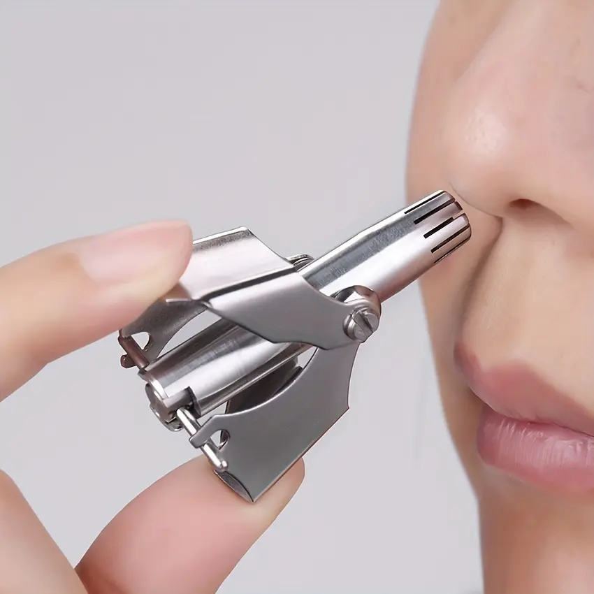 Portable stainless steel nose hair trimmer-washable, manual razor for easy nose hair removal