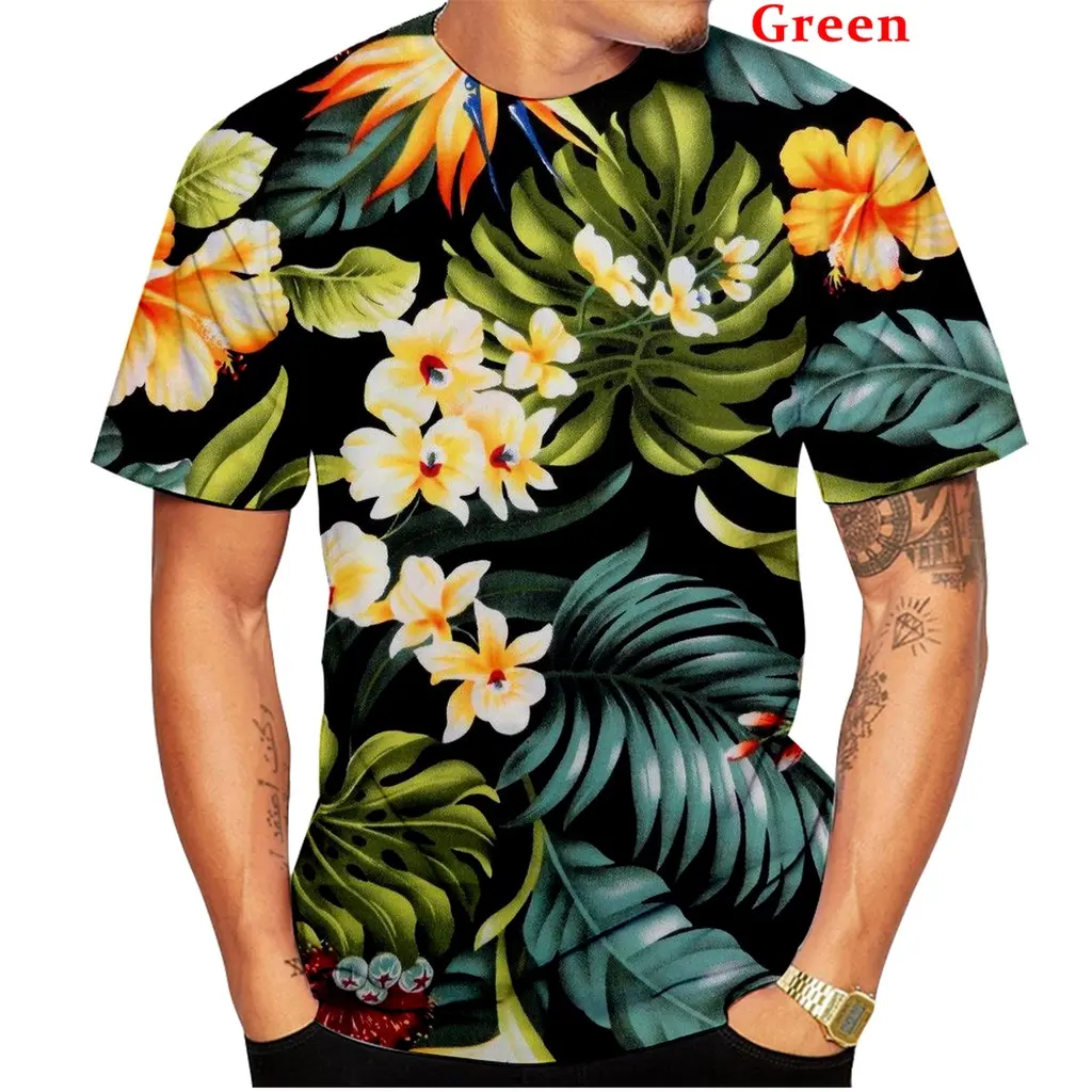 HOT SALE!!! Mens Fashion Tropical Aloha Hawaiian Floral 3d Printed Beach Shirts Men Short Sleeve Tops