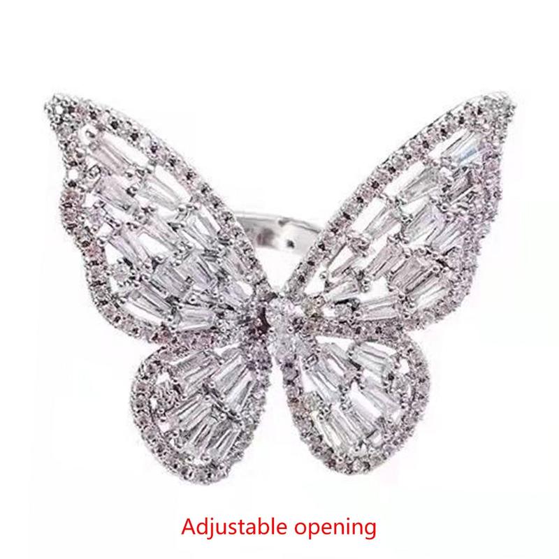 Product Introduction of ✪ Fashion Inlaid Zircon Rings Butterfly Open Ring Adjustable Finger Ring Jewelry 0
