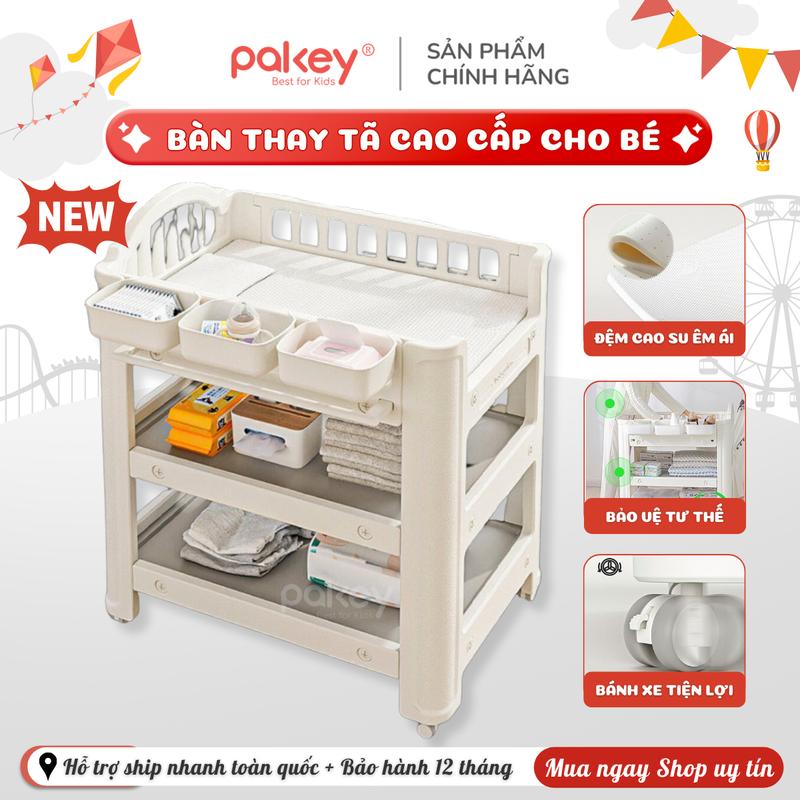 Bàn Thay Tã E052 Cho Bé Đa Năng, Bàn Thay Tã 3 Tầng Có bánh xe dễ Dàng Chăm Bé, Hàng Chính Hãng Bảo Hành 1 Năm