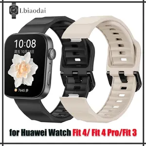 Sport Silicone Rubber Strap for Huawei Watch Fit 4/ Fit 4 Pro/Fit 3 Soft Band Bracelet Belt Accessories for Tali Jam Tangan Smartwatch Huawei Fit 4/3/4 Pro