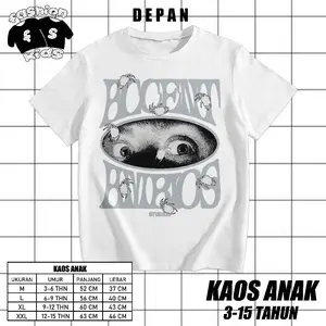 (Premium) Kaos Anak AccentAmbios Boxy Oversized Tshirt Eyes On You White Unisex - Cotton Combed 20s