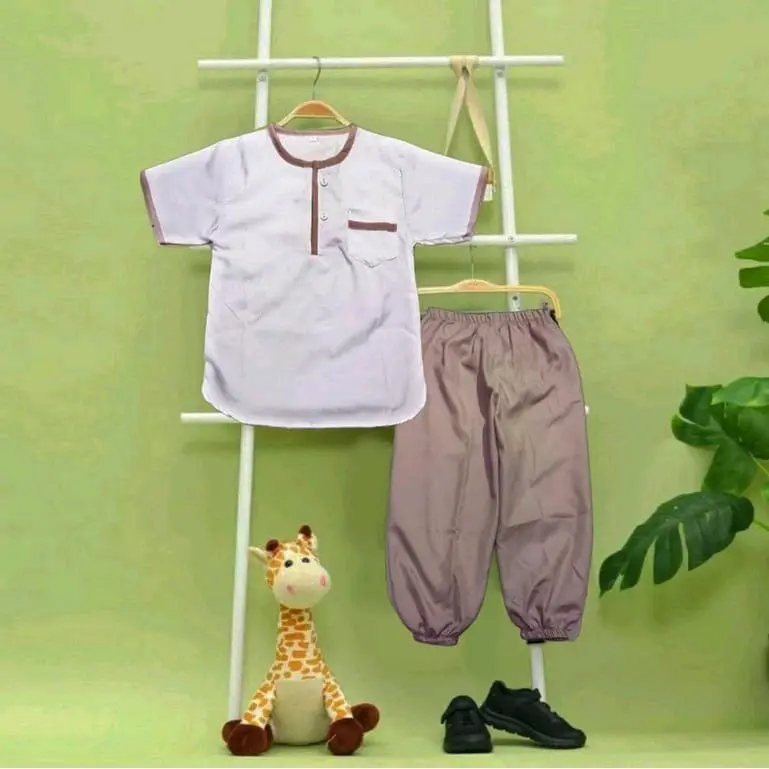 Baju Koko Anak Laki-laki Setelan Muslim Anak Laki-laki Koko Joger Anak Katun
