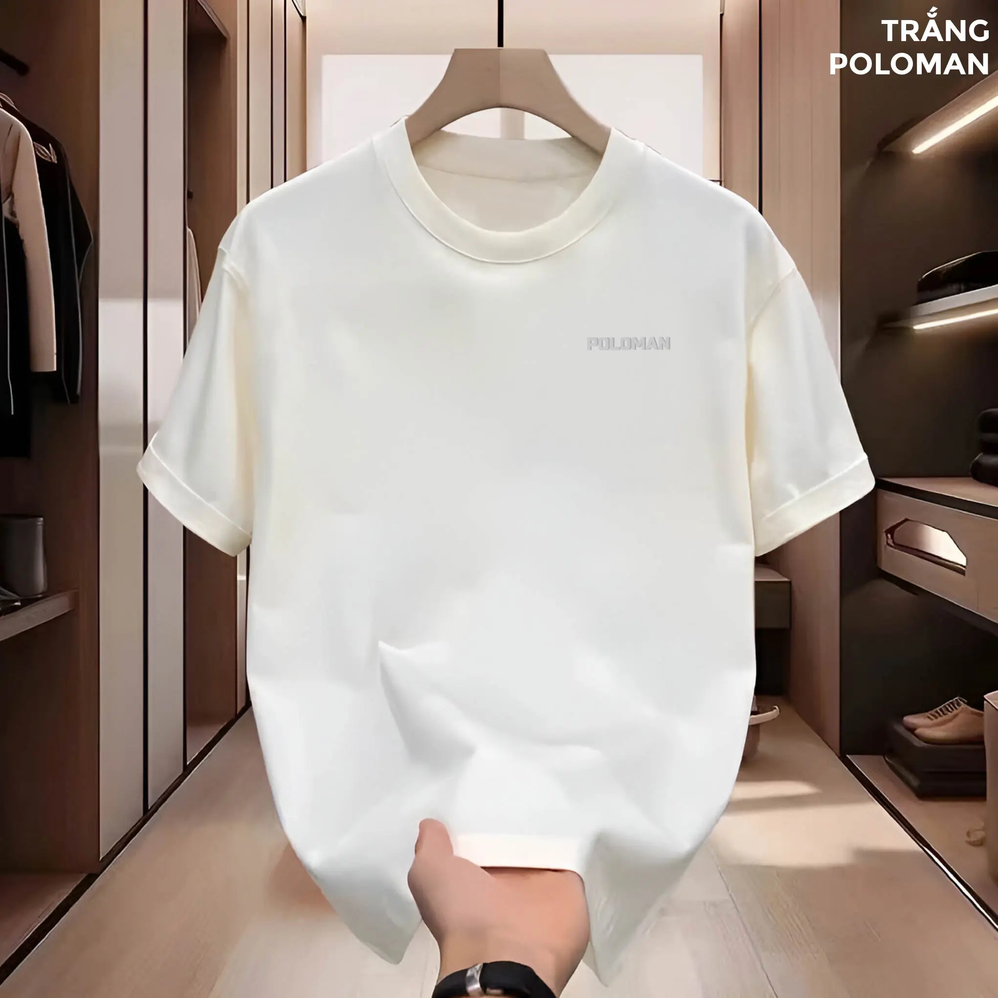 Áo thun cổ tròn POLOMAN BASIC vải Cotton sang trọng, lịch lãm, thoáng mát Nam Menswear Top