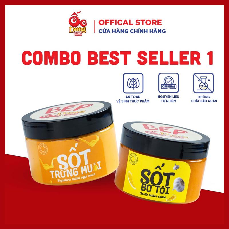 Combo Best Seller Sốt Trứng Muối và Sốt Bơ Tỏi Dung Mama 250g, Không Chất Bảo Quản, Gia Vị ngon chuẩn hàng quán cho các món ốc, hải sản, chấm bánh mì, ốc hương trứng muối, cua sốt trứng muối, tôm sốt trứng muối, ngao bơ tỏi, mì Ý sốt bơ tỏi