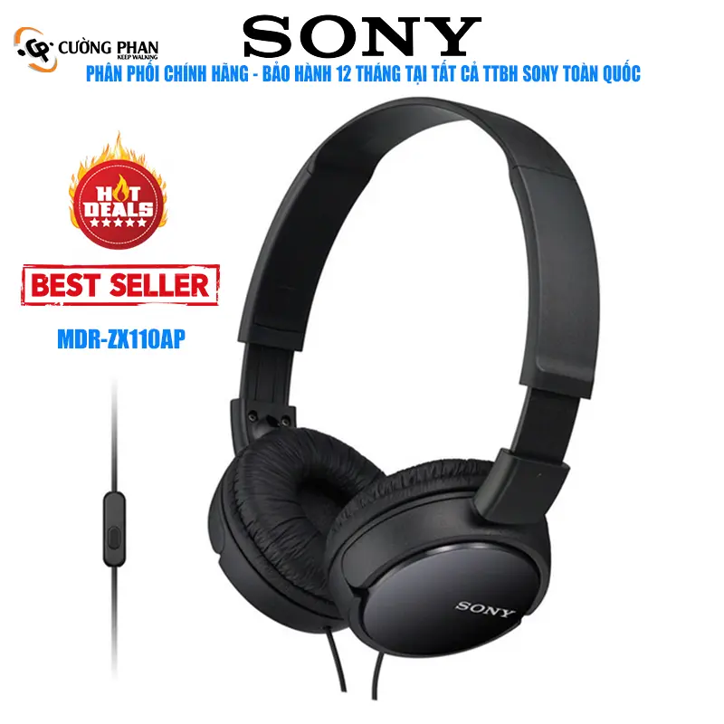 SONY ZX110AP Tai Nghe Chụp Tai Tích Hợp Micro Đàm Thoại - Best Seller, Phù Hợp Nghe Nhạc Nhẹ, Học Ngoại Ngữ - Âm Thanh Chi Tiết. Nhựa Tai Nghe Có Dây  Earphone