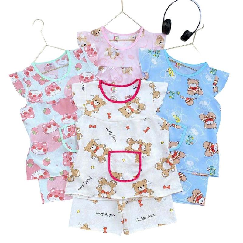 combo 4 Bộ ( Bộ mặc nhà tay cánh tiên Quần đùi nhiều mẫu cho bé gái từ 25kg _35kg 2