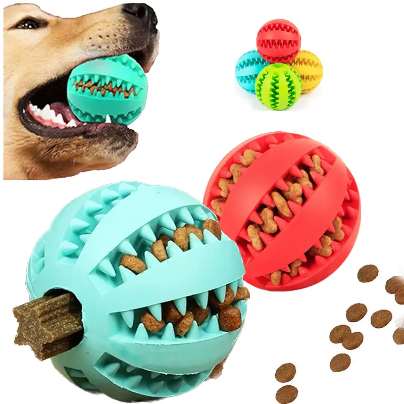 Pet Dog Interactive Toy Dogs Natural Rubber Ball Leaking Ball Tooth Clean Balls for Dog Cat Chew Toys accesorios