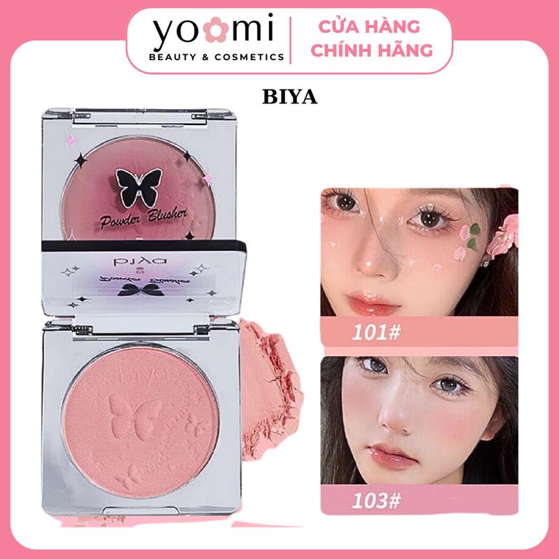 BIYA Phấn Má Hồng Biya HOT DOUYIN Nhiều Màu Nhẹ Nhàng Tự Nhiên Cool Tone Sáng Da Tạo Hiệu Ứng Bling Trang Điểm missha cotton blush