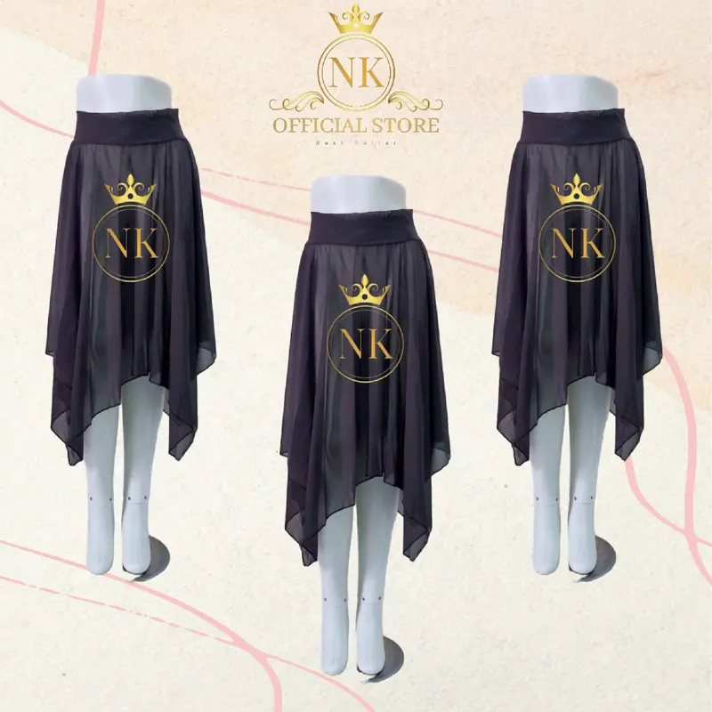 Rok Zigzag Bahan Tile - Rok Flare Simetris - Line Dance - Belly Dance - Salsa - Zumba Wanita 1