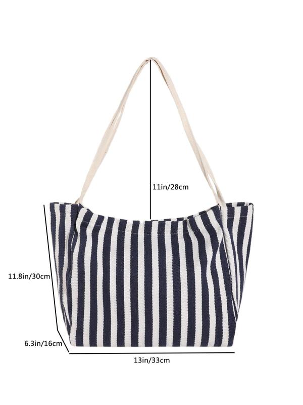 Men's Casual Striped Pattern Tote Bag, Large Capacity Shoulder Bag for Daily Used & Work, Casual Trendy Versatile High-quality Daily Commuting Bag 1