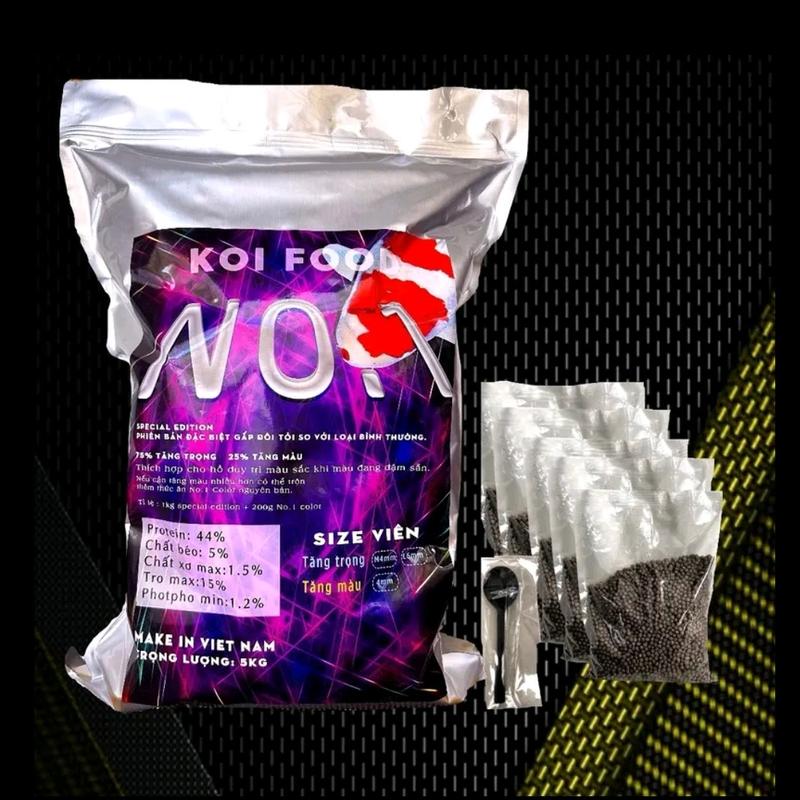 NO1 Cám No1 Mix là dạng cám tổng hợp dùng làm cám cá koi cá vàng chép sư tử phi tần đóng trong bao 5000gr