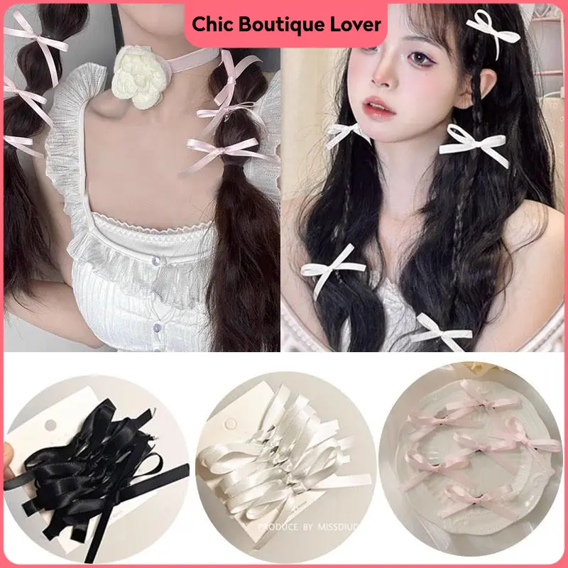 Kẹp Tóc Nơ Nhỏ Dễ Thương, Bộ 5 Chiếc, Phong Cách Mơ Mộng