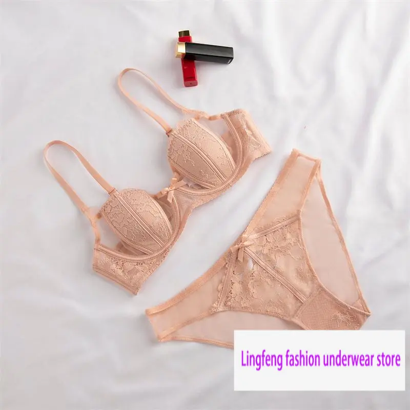 [Panties + bra] size 32-38ab sexy fashion young girl soft lace bra women seamless underwire lingerie ladies underwear Womenswear Comfort Innerwear Basic