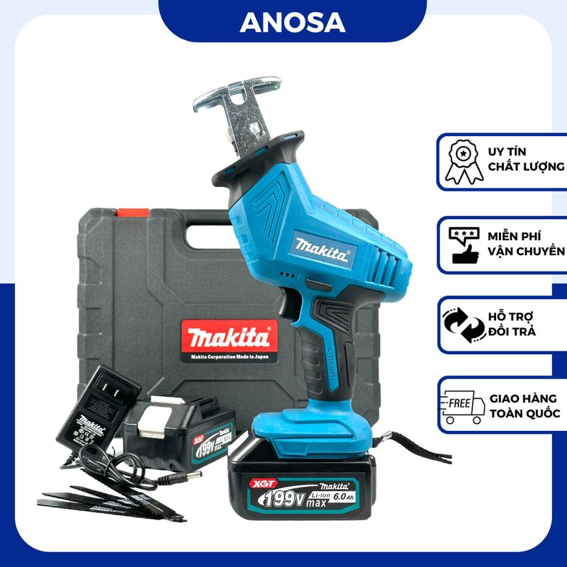 Máy cưa kiếm dùng pin Makita tặng kèm 4 lưỡi sử dụng chân pin phổ thông M21