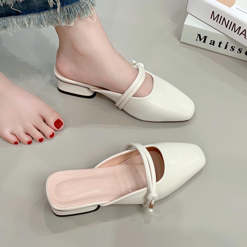 Dép Sandal Nữ Dây mảnh đính ngọc mũi vuông sang trọng cao 3cm Giày Bánh Bèo shoes SucNT Trai 3P