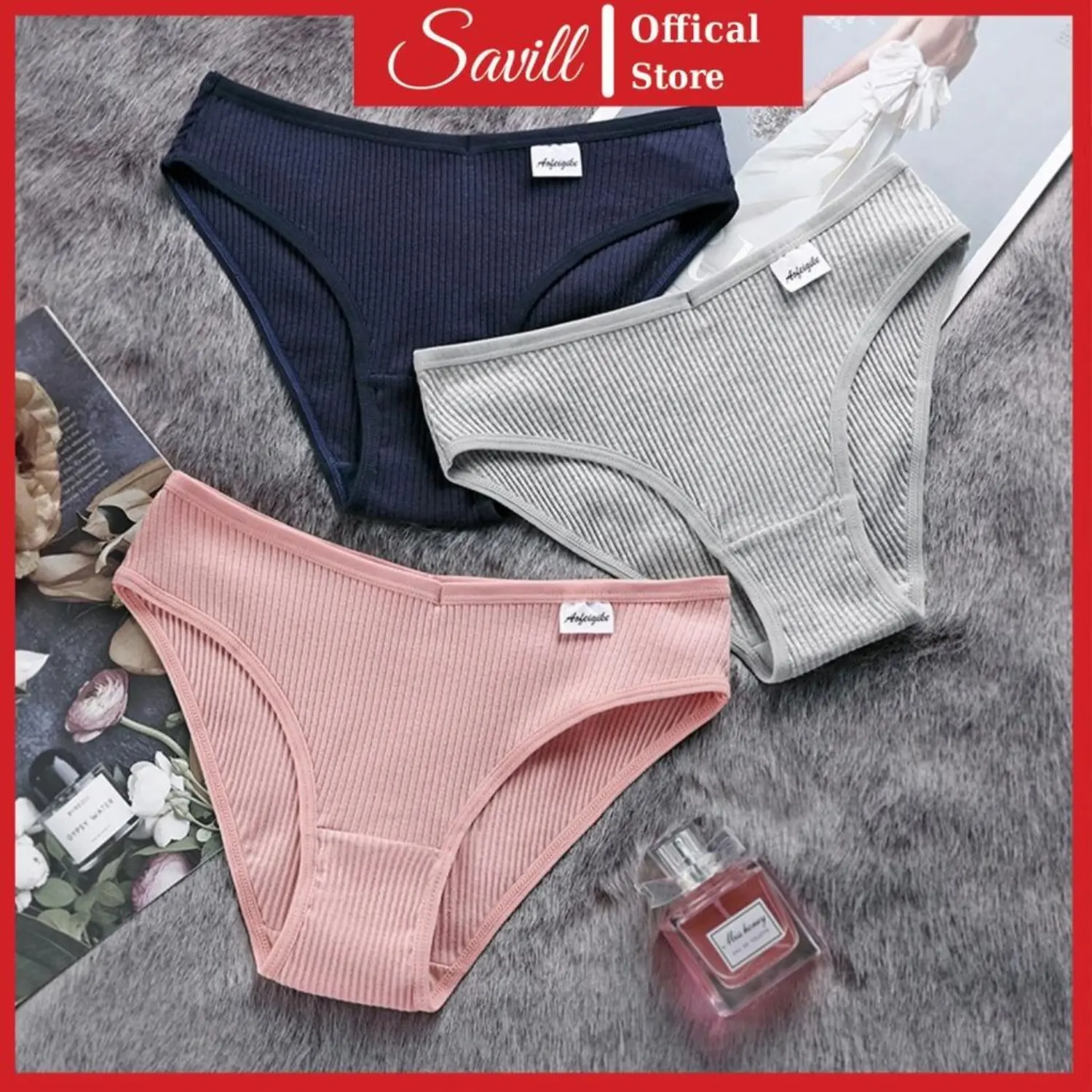 Quần Lót Nữ Cotton Gân Cạp Vừa, Quần Chip Nữ Co Dãn 4 Chiều, Đáy May Không Cộm Savill L246 Women Voi ngắn
